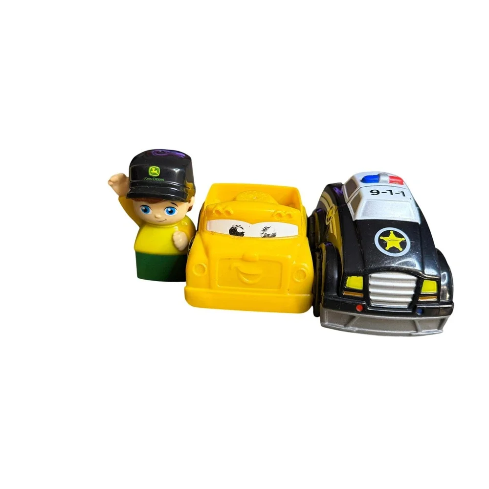 Mega Bloks John‎ Deere Driver w/ Yellow Truck & Police Car Toy Vehicle Set